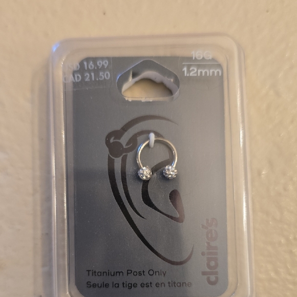 Claire's Silver Titanium Hoop Earrings - Picture 1 of 2